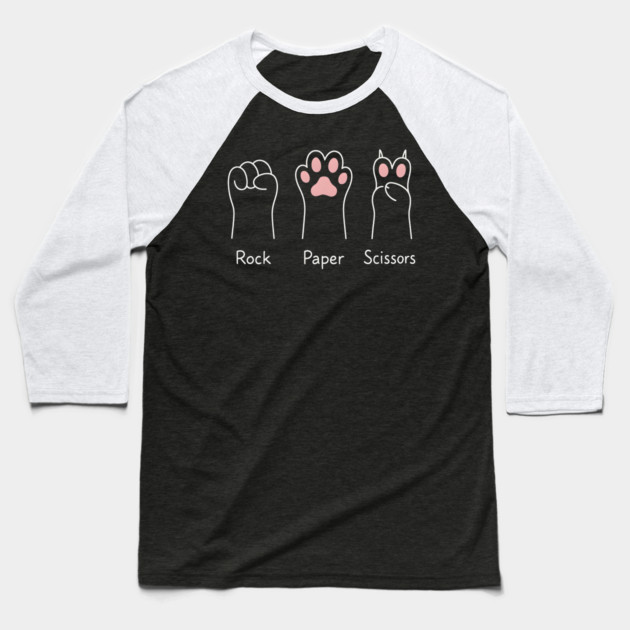 Rock Paper Scissors Cat Paws – Funny Animal Paw Game Graphic Baseball T-Shirt by MakerMind8.2