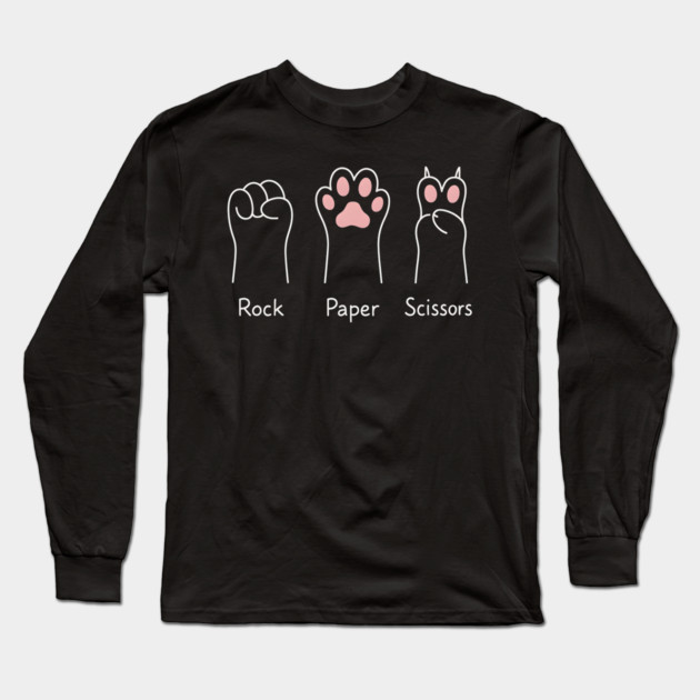 Rock Paper Scissors Cat Paws – Funny Animal Paw Game Graphic Long Sleeve T-Shirt by MakerMind8.2