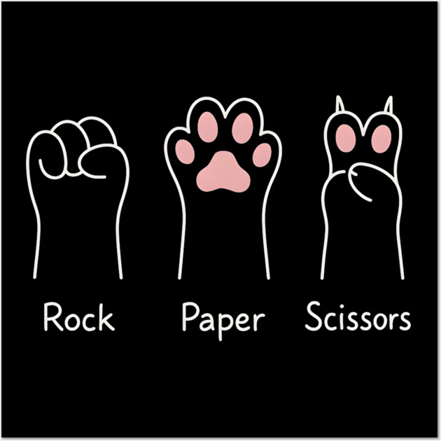 Rock Paper Scissors Cat Paws – Funny Animal Paw Game Graphic Wall Art by MakerMind8.2