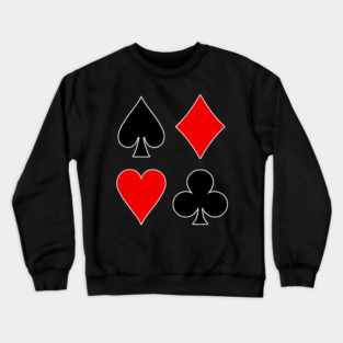 Playing Card Suits Hearts Diamonds Clubs Spades Poker Gambler Crewneck Sweatshirt
