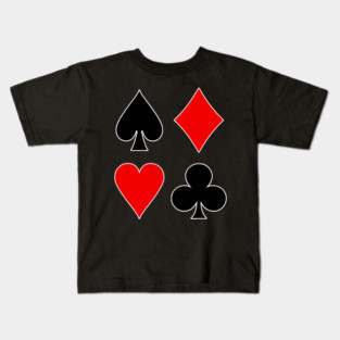 Playing Card Suits Hearts Diamonds Clubs Spades Poker Gambler Kids T-Shirt