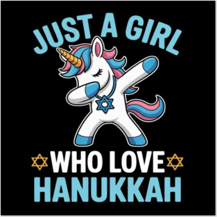 Just a Girl Who Loves Hanukkah Jewish Chanukah Unicorn Dabbi Posters and Art