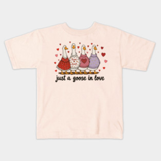Preppy Valentine Goose Cute Lover Aesthetic Kids T-Shirt