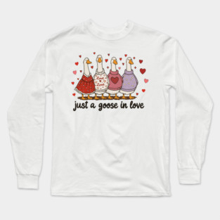 Preppy Valentine Goose Cute Lover Aesthetic Long Sleeve T-Shirt