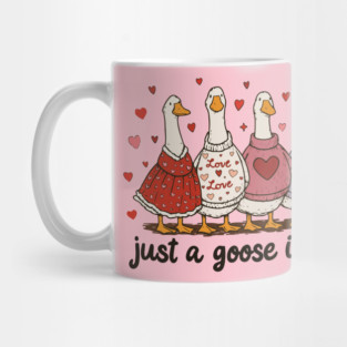 Preppy Valentine Goose Cute Lover Aesthetic Mug