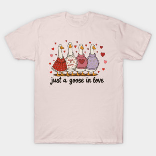 Preppy Valentine Goose Cute Lover Aesthetic T-Shirt