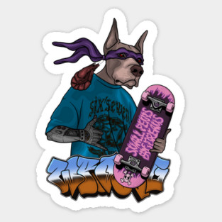 Crazy Dog Skater Sticker