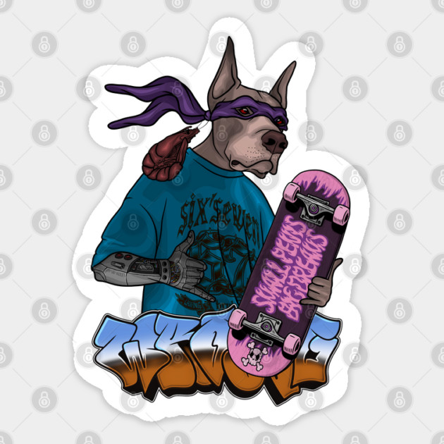 Crazy Dog Skater Sticker by Wrong