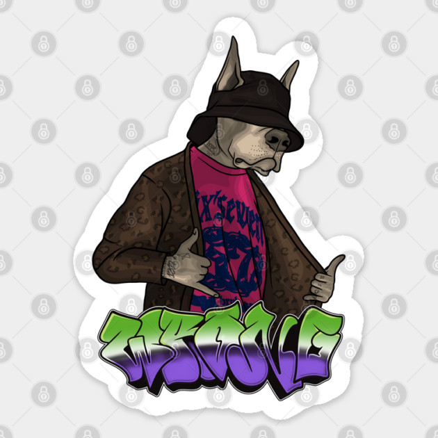 Crazy Dog in Bucket Hat Sticker by Wrong