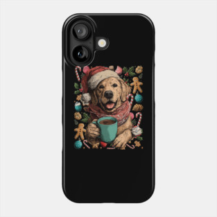 Christmas Golden Retriever Dog with Santa Hat Cocoa Cookies Phone Case