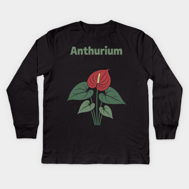 Anthurium Kids Long Sleeve T-Shirt by CreativeSage