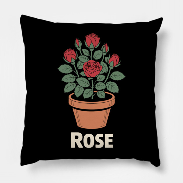 Rose in a pot Pillow by CreativeSage