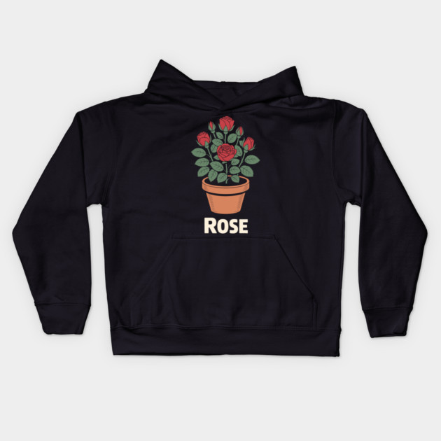 Rose in a pot Kids Hoodie by CreativeSage
