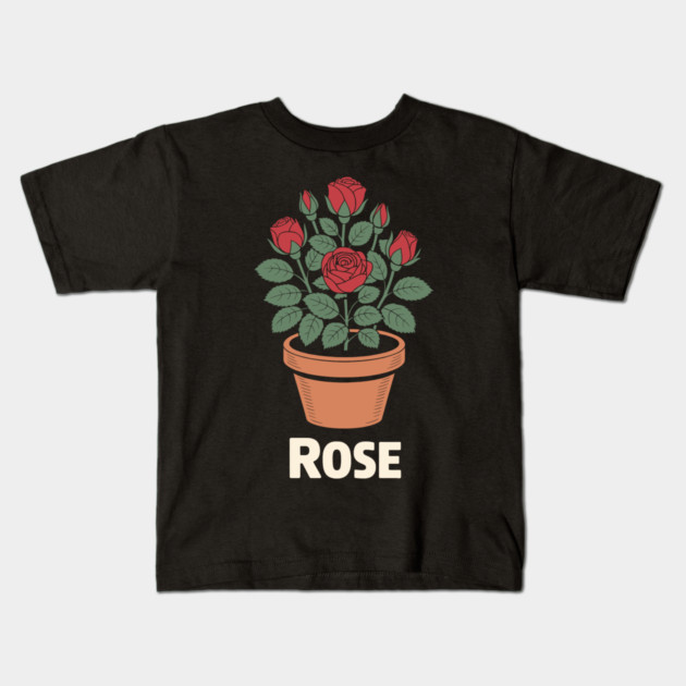 Rose in a pot Kids T-Shirt by CreativeSage