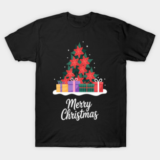 Merry Christmas Poinsettia Holiday T-Shirt