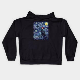 Starry Night Christmas Cat Kids Hoodie