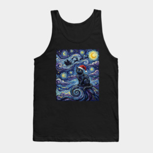Starry Night Christmas Cat Tank Top