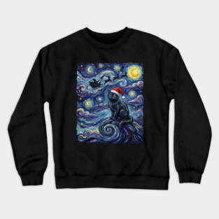 Starry Night Christmas Cat Crewneck Sweatshirt