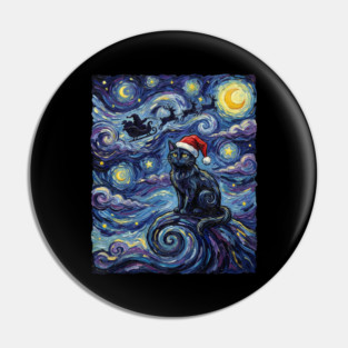 Starry Night Christmas Cat Pin