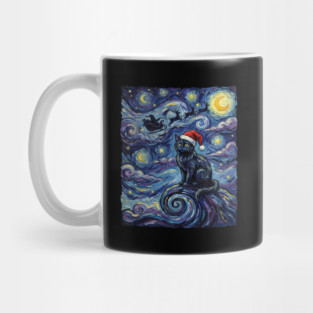 Starry Night Christmas Cat Mug