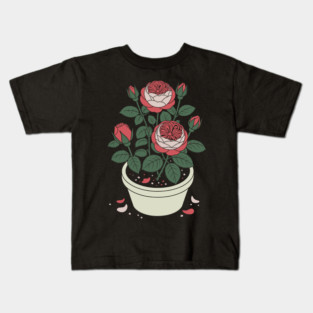Rose plant in a pot Kids T-Shirt