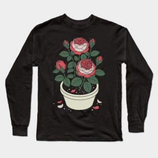 Rose plant in a pot Long Sleeve T-Shirt