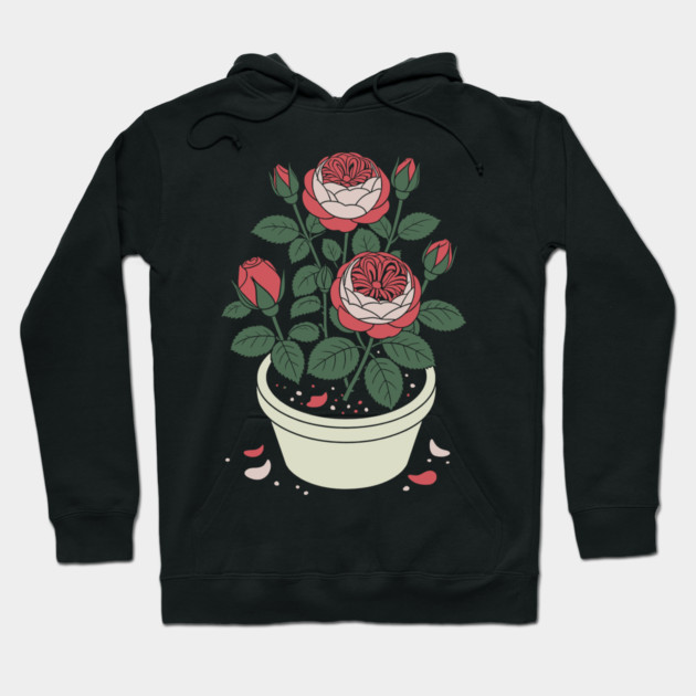 Rose plant in a pot Hoodie by CreativeSage