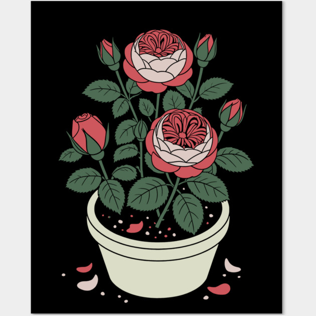 Rose plant in a pot Wall Art by CreativeSage