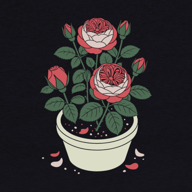 Rose plant in a pot by CreativeSage