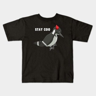 Stay Coo Funny Woodpecker Bird Watcher Cartoon Kids T-Shirt