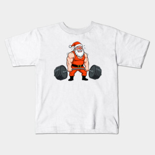Muscle Santa Lifting Weights Kids T-Shirt