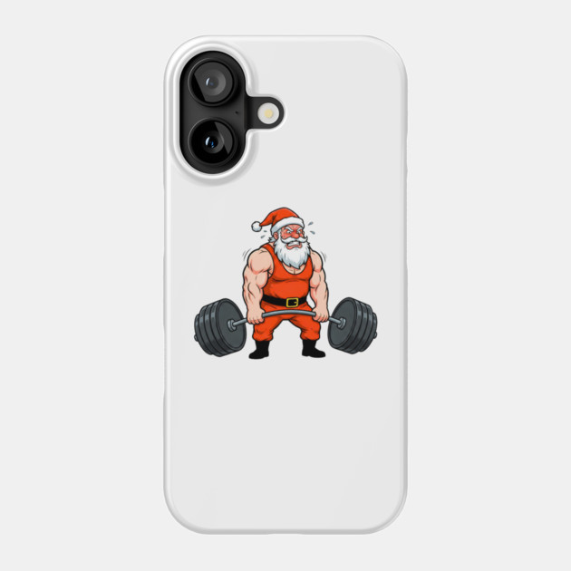 Muscle Santa Lifting Weights Phone Case by Creatifly Graphic Tees