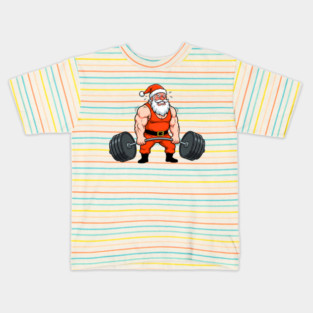 Muscle Santa Lifting Weights Kids T-Shirt