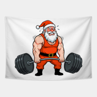 Muscle Santa Lifting Weights Tapestry