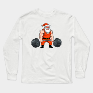 Muscle Santa Lifting Weights Long Sleeve T-Shirt