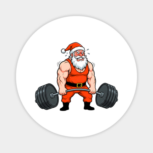 Muscle Santa Lifting Weights Magnet by Creatifly Graphic Tees