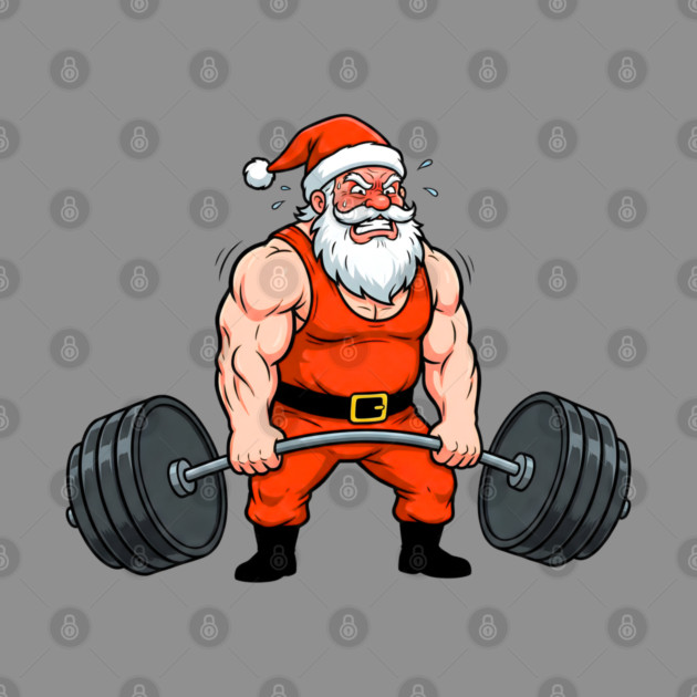 Muscle Santa Lifting Weights by Creatifly Graphic Tees