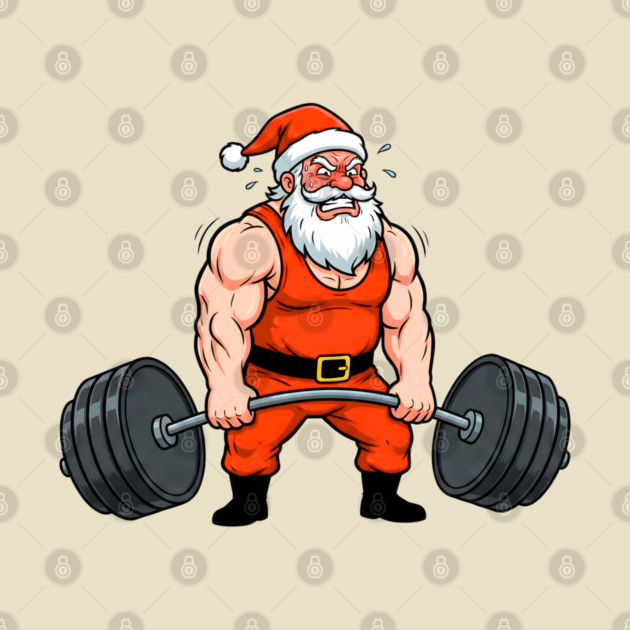 Muscle Santa Lifting Weights by Creatifly Graphic Tees