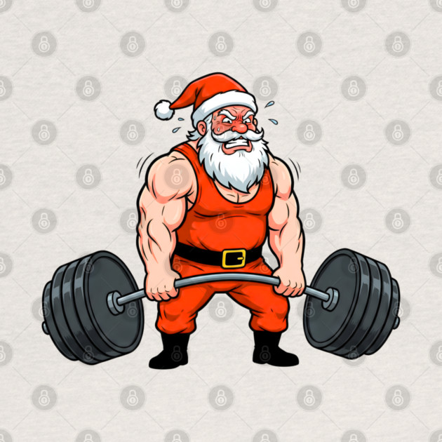 Muscle Santa Lifting Weights by Creatifly Graphic Tees