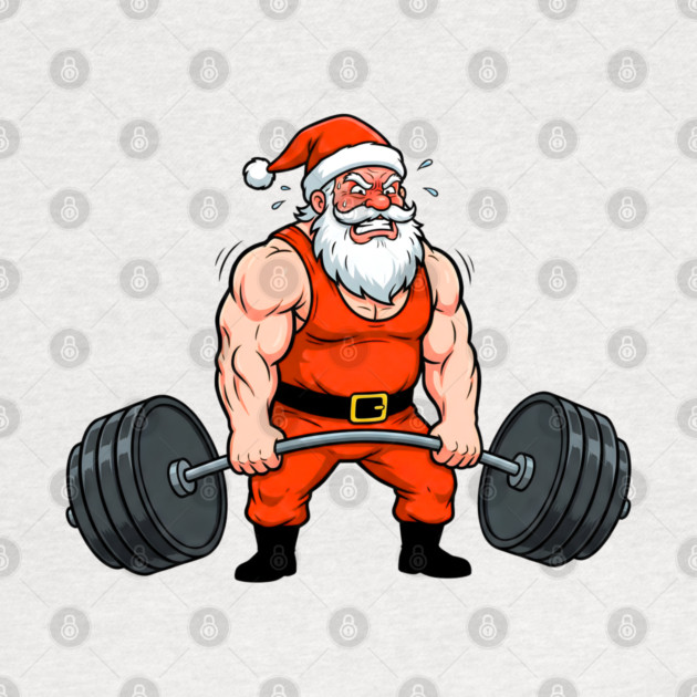 Muscle Santa Lifting Weights by Creatifly Graphic Tees