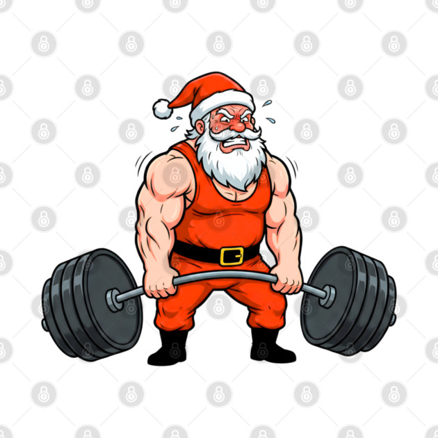 Muscle Santa Lifting Weights by Creatifly Graphic Tees