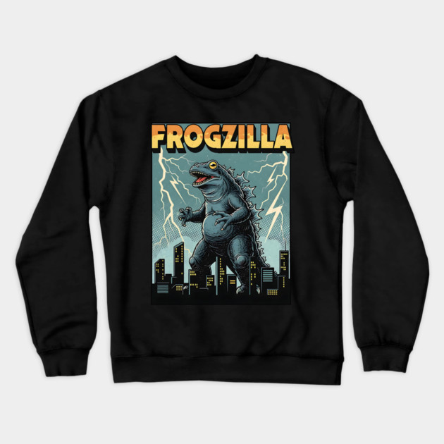 Frogzilla Retro Kaiju Monster Crewneck Sweatshirt by Designed By Marty
