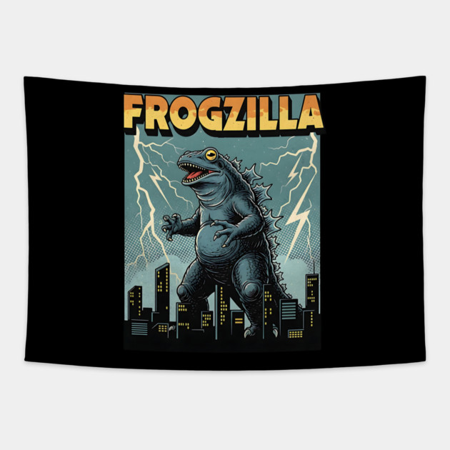 Frogzilla Retro Kaiju Monster Tapestry by Designed By Marty