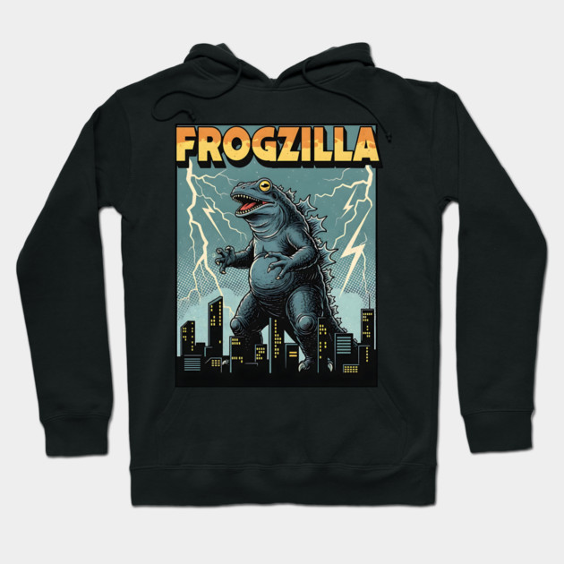 Frogzilla Retro Kaiju Monster Hoodie by Designed By Marty