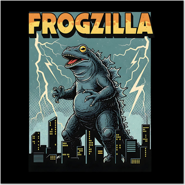 Frogzilla Retro Kaiju Monster Wall Art by Designed By Marty