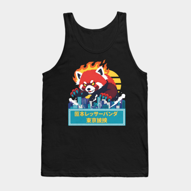Red Panda Kaiju Tokyo Rampage Art Tank Top by Designed By Marty