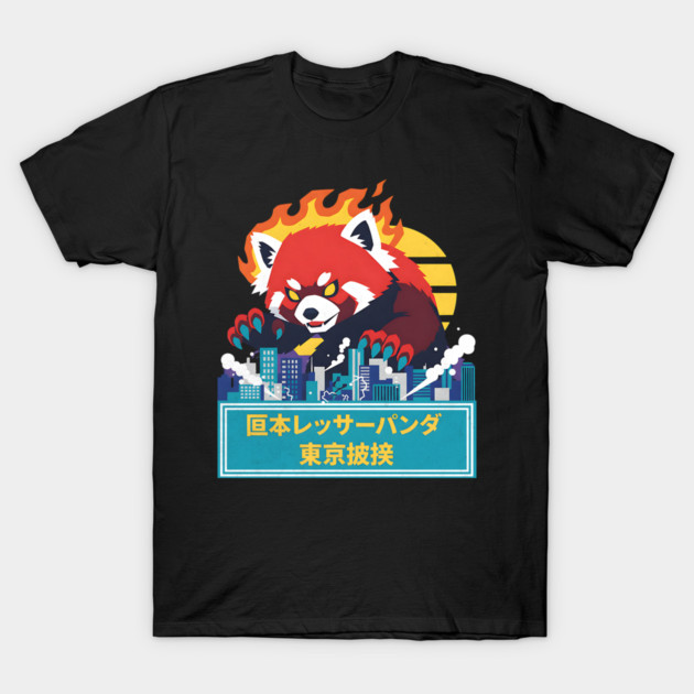 Red Panda Kaiju Tokyo Rampage Art T-Shirt by Designed By Marty