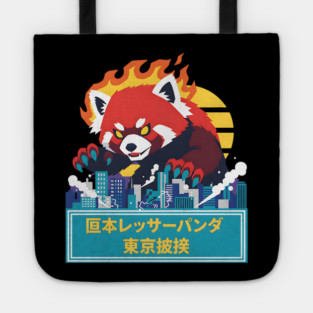 Red Panda Kaiju Tokyo Rampage Art Tote