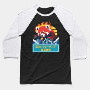 Red Panda Kaiju Tokyo Rampage Art Baseball T-Shirt