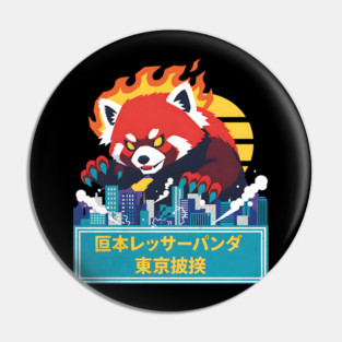Red Panda Kaiju Tokyo Rampage Art Pin